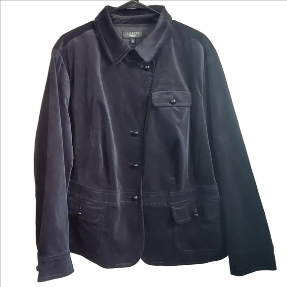 Talbots Jackets & Blazers - Talbots Black Velvet Jacket 22W Button Up